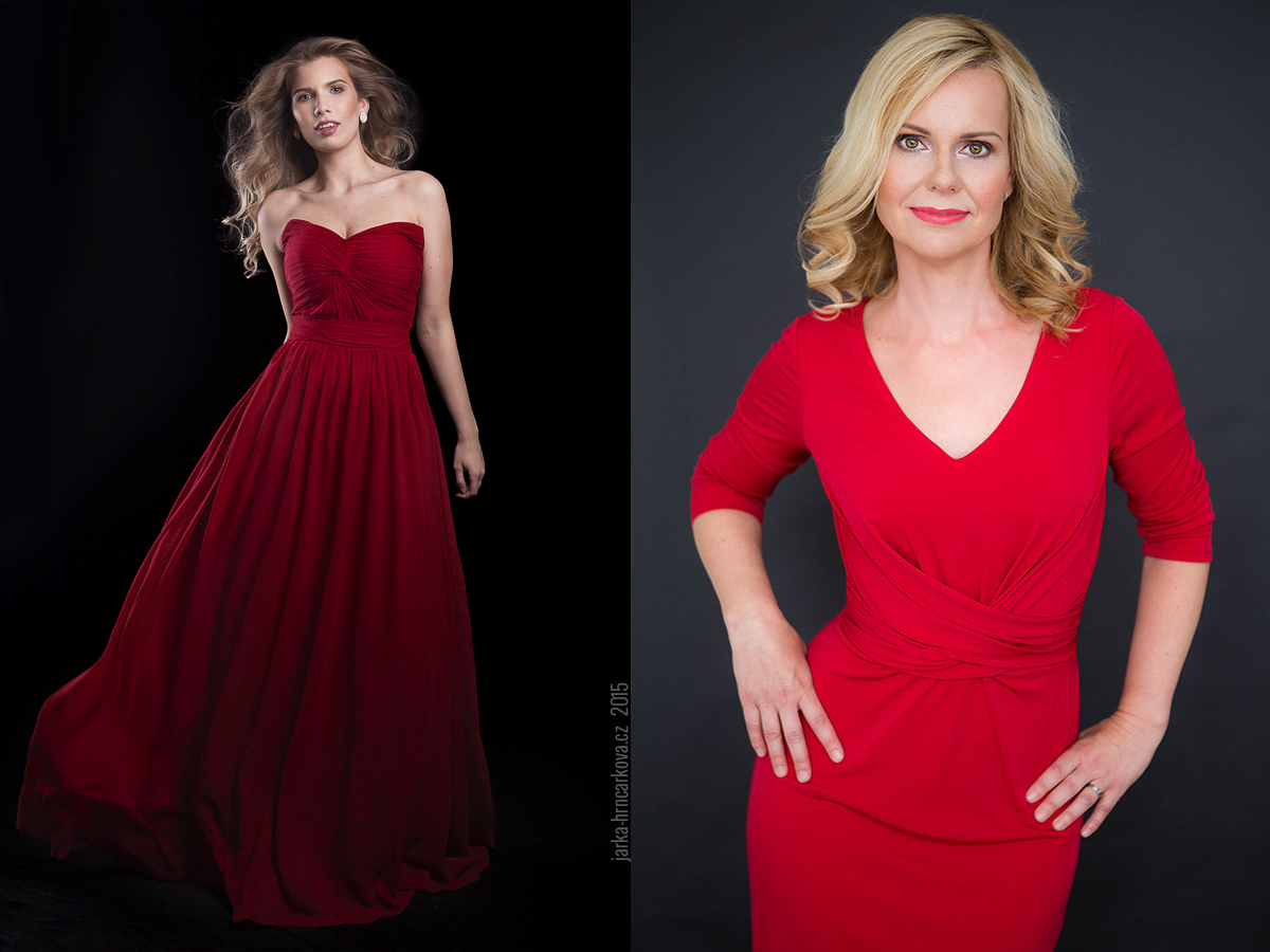 Focení v červených šatech