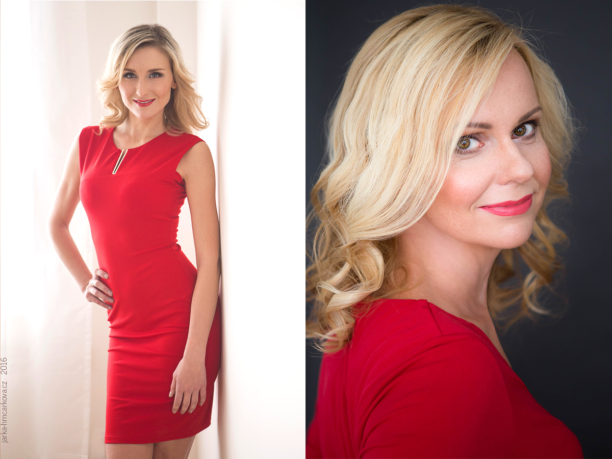 Focení v červených šatech